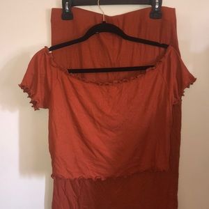 brunt orange two piece set